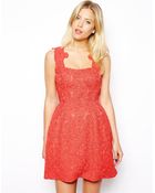 Asos Structured Lace Prom Dress - Lyst