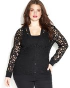 Michael Kors Michael Plus Size Buttonfront Lace Cardigan - Lyst
