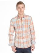 Fresh Orange And Blue Pique Button Front Long Sleeve Shirt - Lyst