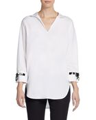 Josie Natori Jeweled Cuff Blouse - Lyst