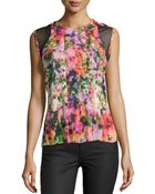 Nicole Miller Viola Floral-Print Georgette Blouse - Lyst