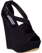 Steve Madden Xternal Wedge Sandal Black Fabric - Lyst