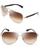 Prada Thin Temple Aviator Sunglasses - Lyst