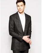Asos Skinny Fit Longline Blazer In Check - Lyst