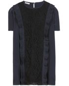 Miu Miu Lace-Trimmed Silk Top - Lyst