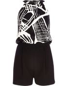 River Island Black Abstract Print Playsuit - Lyst