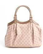 Gucci Leather Trim Gg Canvas Top Handle Bag - Lyst