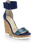 Jimmy Choo Mixed Media Cork Platform Wedge Sandals - Lyst