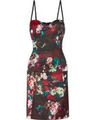 Just Cavalli Floral-Print Stretch-Satin Dress - Lyst