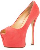 Giuseppe Zanotti Liza Suede Peep-Toe Platform Pump - Lyst