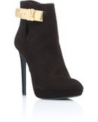 Patrizia Pepe Ankle Boots In Suede With Gold Details - Lyst