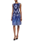 Oscar de la Renta Ikat Gingham Fit-And-Flare Dress - Lyst