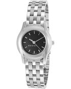 Gucci Women'S G-Class 5500 Stainless Steel Black Dial - Lyst