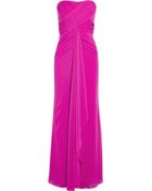 Badgley Mischka Draped Silk-Chiffon Gown - Lyst