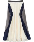 Rebecca Taylor Pleated & Colorblocked Midi Skirt - Lyst