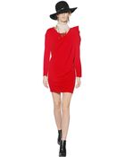 Lanvin Gathered Shoulder Wool Jersey Dress - Lyst