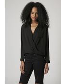 Topshop Petite Drape Front Blouse - Lyst