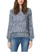 Michael Kors Leaf-Print Crepe Top - Lyst