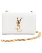Saint Laurent White Leather Ysl Chain Shoulder Bag - Lyst