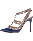Valentino Rockstud Patent Sling Backs T100 - Lyst