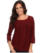 Lucky Brand Tanya Mixed Lace Top - Lyst