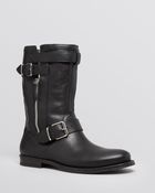 Burberry Moto Booties Grantville Check Lined Buckle - Lyst