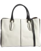 Tod's White And Brown Leather Suede Accent Convertible Top Handle Bag - Lyst
