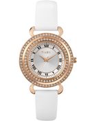 Timex® Women'S Premium Originals Crystals White Leather Strap 33Mm T2P230Ab - Lyst