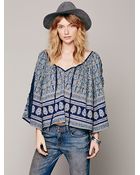 Free People Printed Peasant Top - Lyst