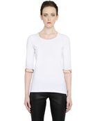 Burberry Brit Cotton Jersey T-Shirt With Checked Trim - Lyst