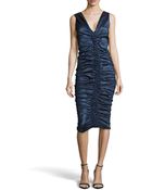 Donna Karan New York Sleeveless Ruched Knee-Length Dress - Lyst