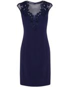 Karen Millen Cutwork Embroidery And Mesh Yoke Dress - Lyst