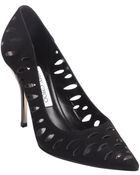 Jimmy Choo Black Suede Cutout Pumps - Lyst