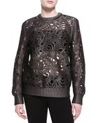 Alexander Wang Laser-Cut Oversized Crewneck Sweater - Lyst