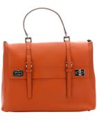 Prada Papaya Leather Buckle Accent Convertible Top Handle Bag - Lyst