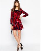 Aryn K. Long Sleeve Shift Dress In Rose Print - Lyst