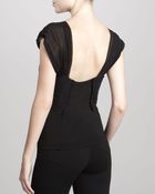 Donna Karan New York Pleatedfront Jersey Combo Top Black - Lyst