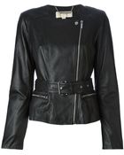 MICHAEL Michael Kors Belted Biker Jacket - Lyst