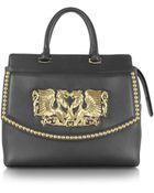 Roberto Cavalli Aphrodite Jewel Goldtone With Studs And Black Leather Tote - Lyst