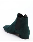 Prada Bottle Green Suede Square Toe Ankle Boots - Lyst