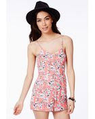 Missguided Leviatha Floral Print Playsuit - Lyst