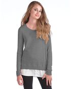 Kensie Woven Hem Slub Sweater - Lyst