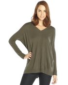 Autumn Cashmere Grey Cashmere Knit Boxy Ribbed Sleeve V-Neck Sweater - Lyst
