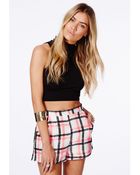 Missguided Clarintca Check Print Shorts - Lyst