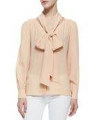 Michael Kors Georgette Tie-Front Top - Lyst