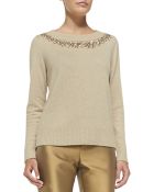 Lafayette 148 New York Metallic Sweater With Sequined Trim - Lyst