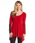 Karen Kane Faux Leather Handkerchief Top - Lyst
