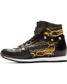 Versus Black Leather Chain Print High_top Sneakers - Lyst