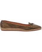 Rochas Smokey Metallic Leather Flats - Lyst