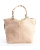 Tod's Pink Leather Logo 'Piccola' Shopping Tote - Lyst